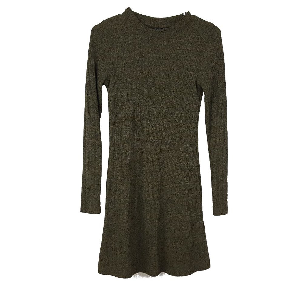 TOPSHOP Stretch Knit Sheath Dress Ribbed Green
